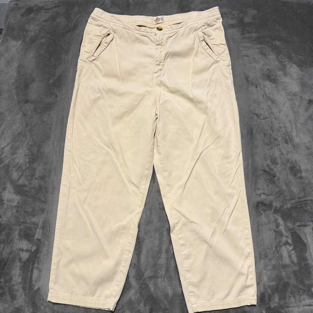 Marine Layer Saturday Pants Womens XL Cream Elastic‎ Waist Casual Chino